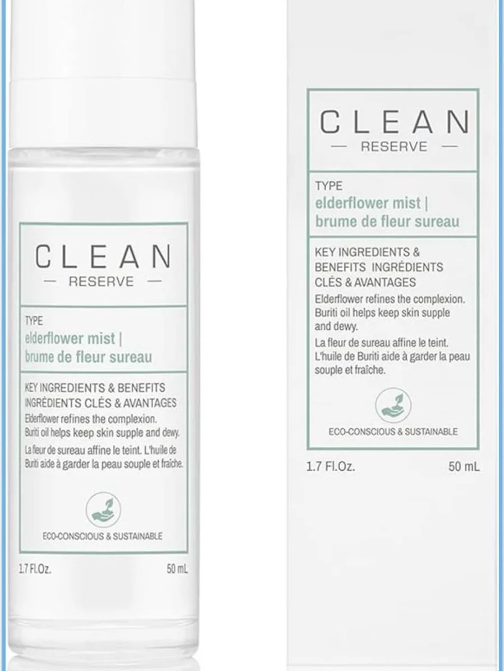 CLEAN RESERVE Elderflower Mist - Hydrating Facial Mist Face Spray - NIB